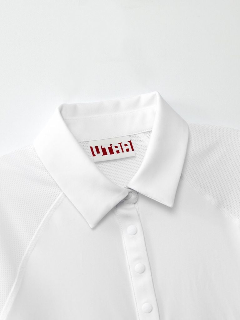 UTAA Reflected Logo Mesh Raglan Polo T-Shirts : Women's White