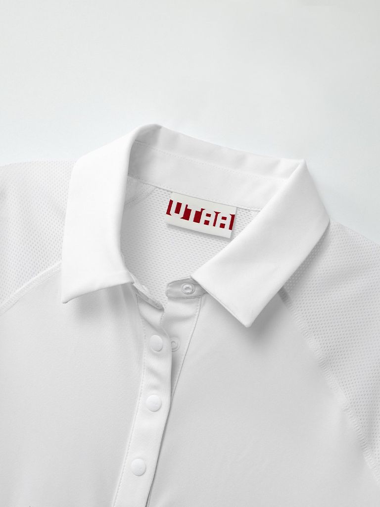 UTAA Reflected Logo Mesh Raglan Polo T-Shirts : Women's White