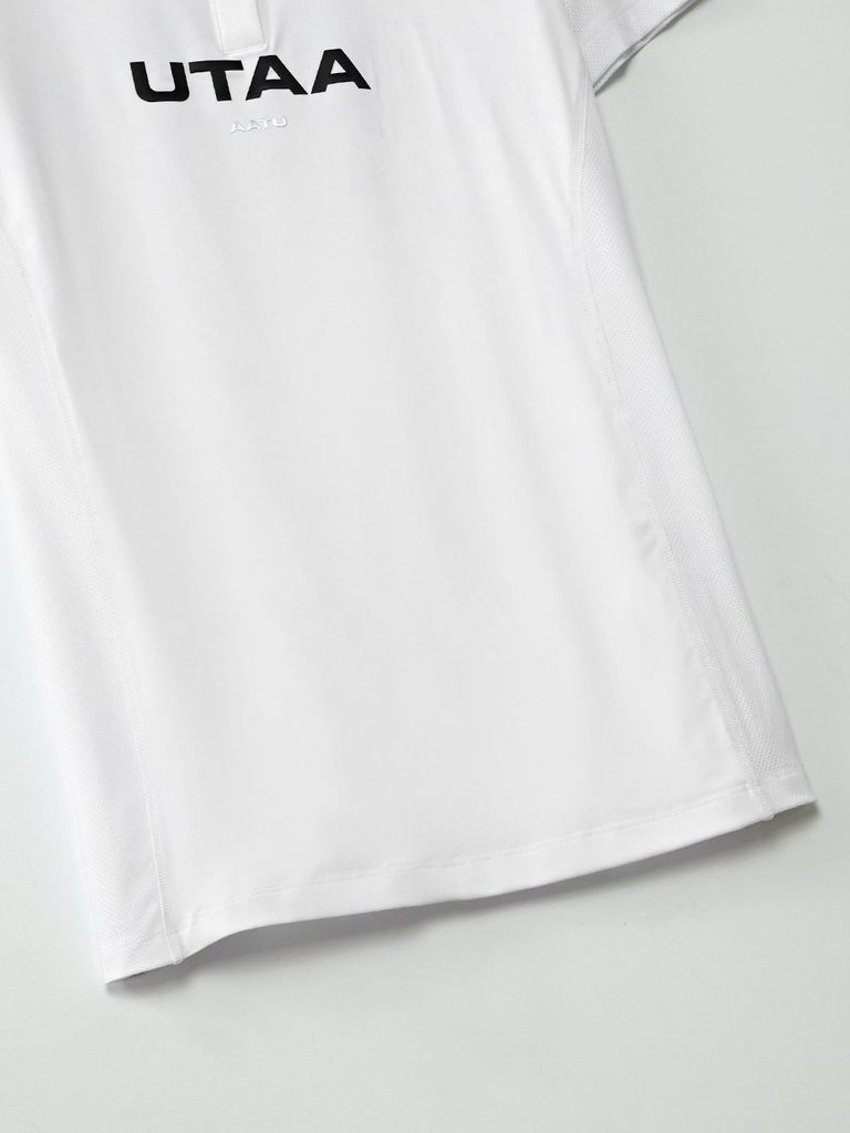 UTAA Reflected Logo Mesh Raglan Polo T-Shirts : Women's White