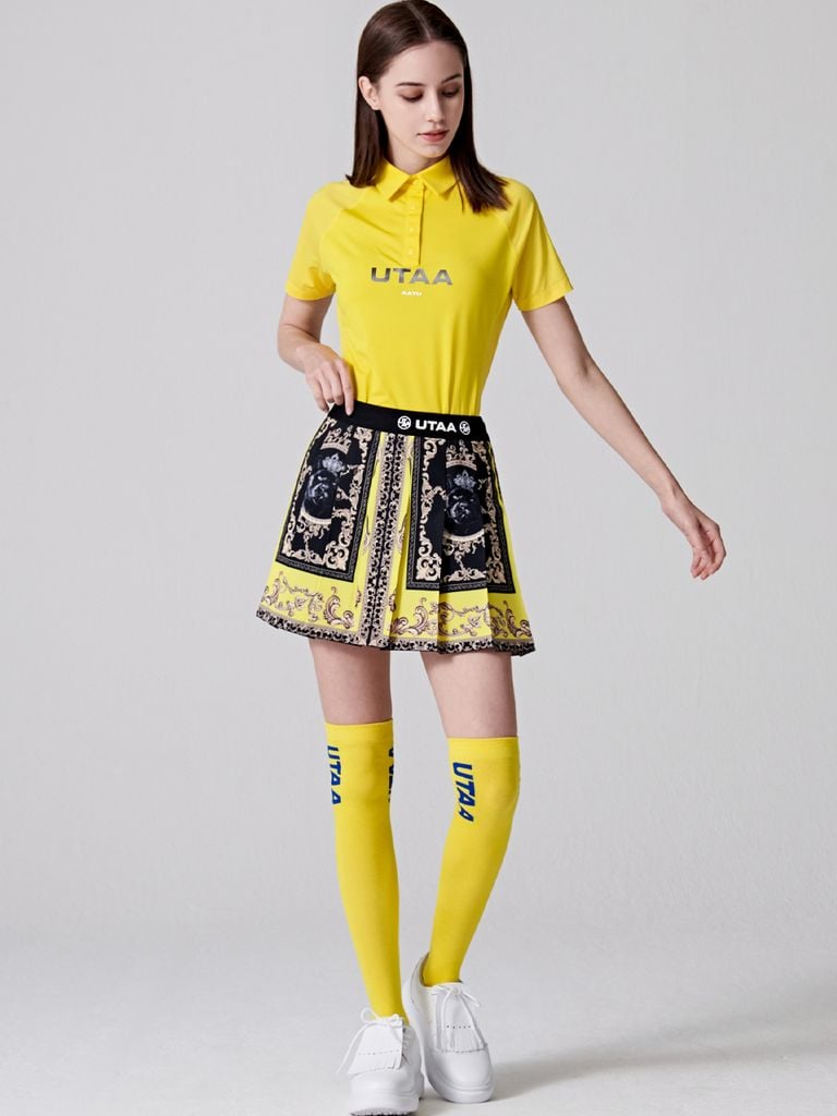 UTAA Reflected Logo Mesh Raglan Polo T-Shirts : Women's Yellow