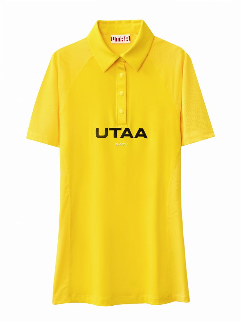 UTAA Reflected Logo Mesh Raglan Polo T-Shirts : Women's Yellow