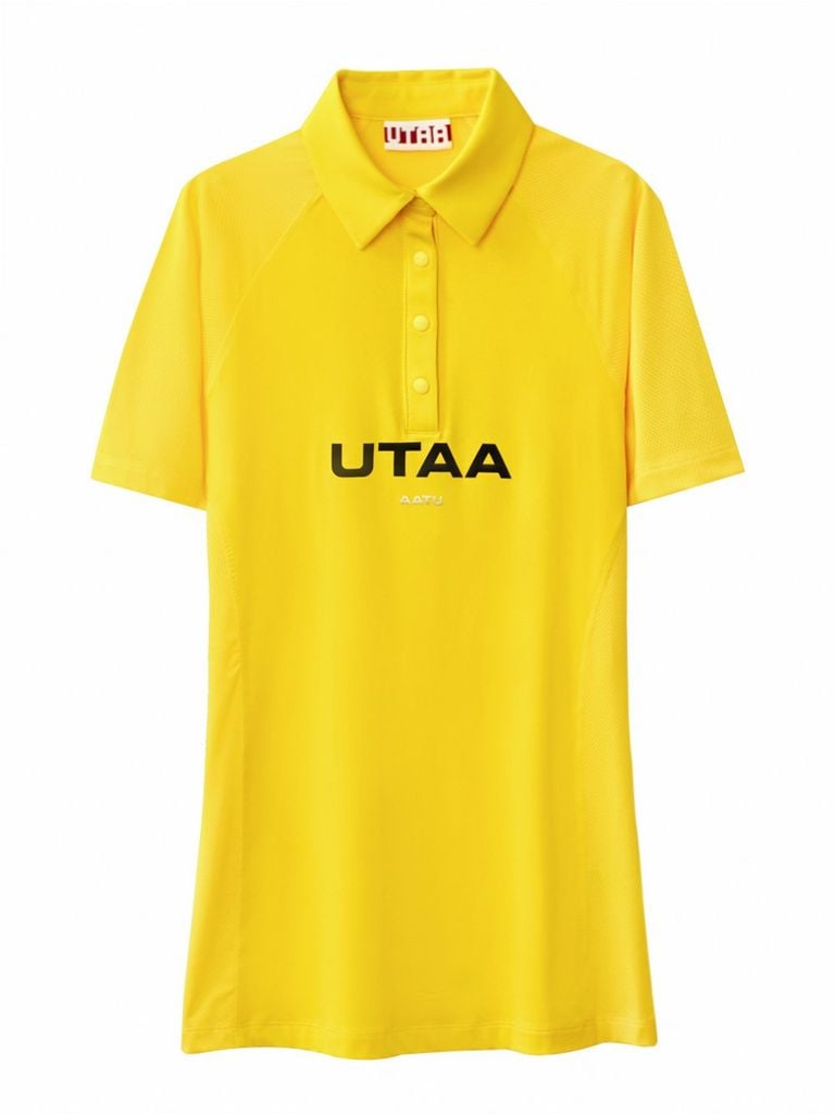 UTAA Reflected Logo Mesh Raglan Polo T-Shirts : Women's Yellow