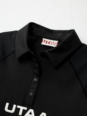 UTAA Reflected Logo Mesh Raglan Polo T-Shirts: Black