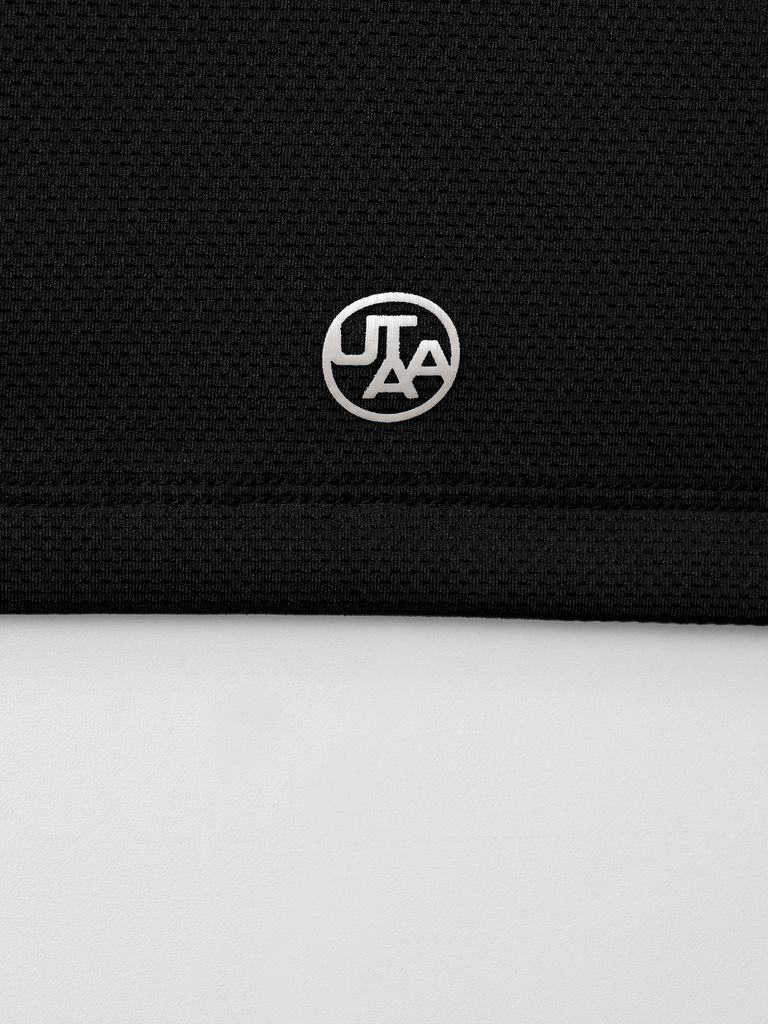 UTAA Reflected Logo Mesh Raglan Polo T-Shirts: Black