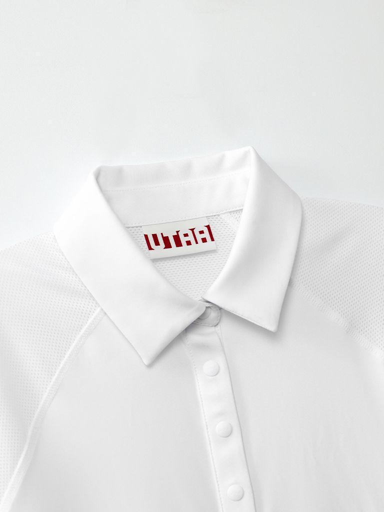 UTAA Reflected Logo Mesh Raglan Polo T-Shirts: White