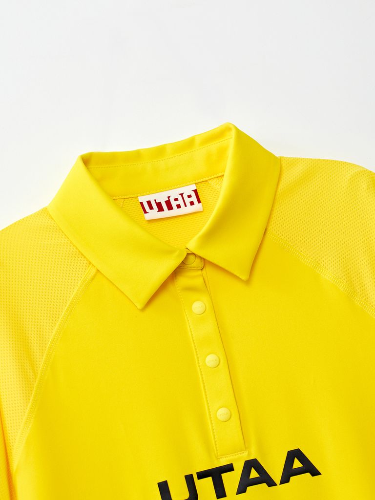 UTAA Reflected Logo Mesh Raglan Polo T-Shirts: Yellow