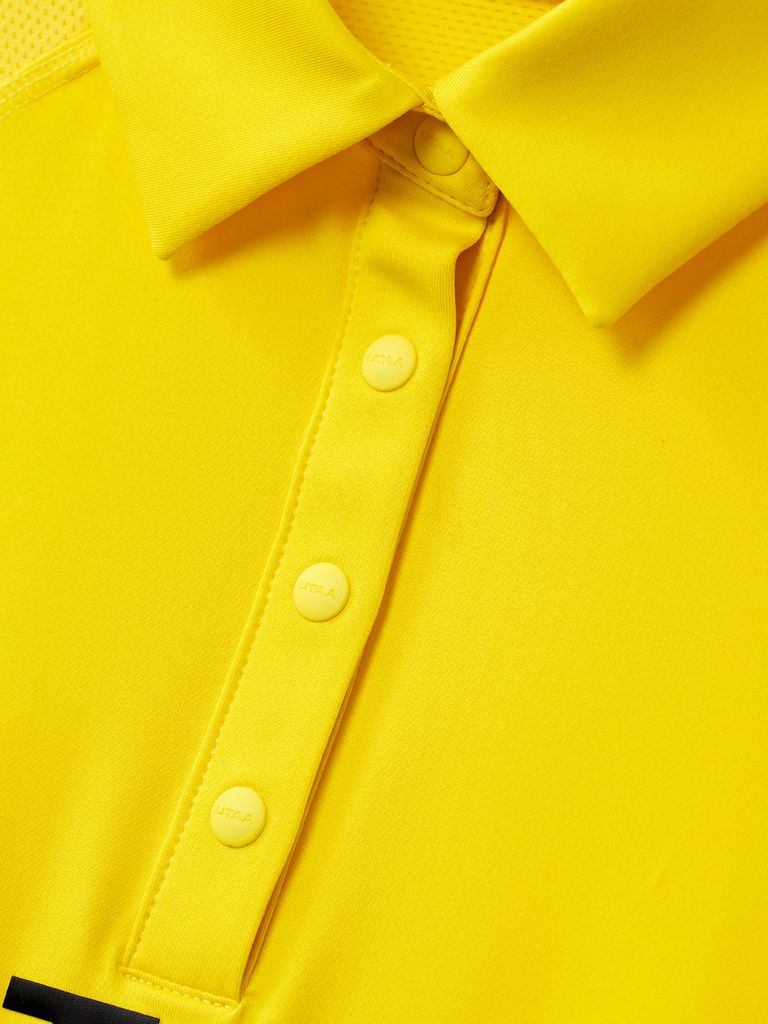 UTAA Reflected Logo Mesh Raglan Polo T-Shirts: Yellow