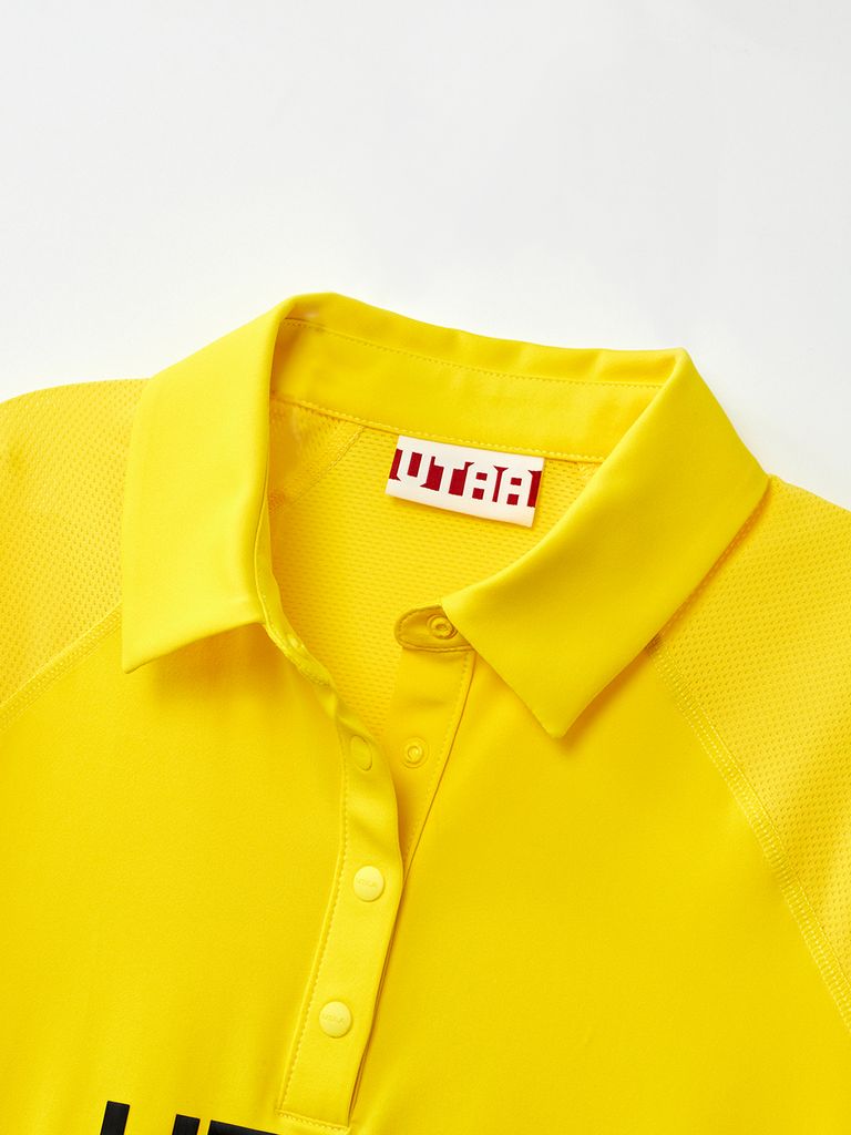 UTAA Reflected Logo Mesh Raglan Polo T-Shirts: Yellow