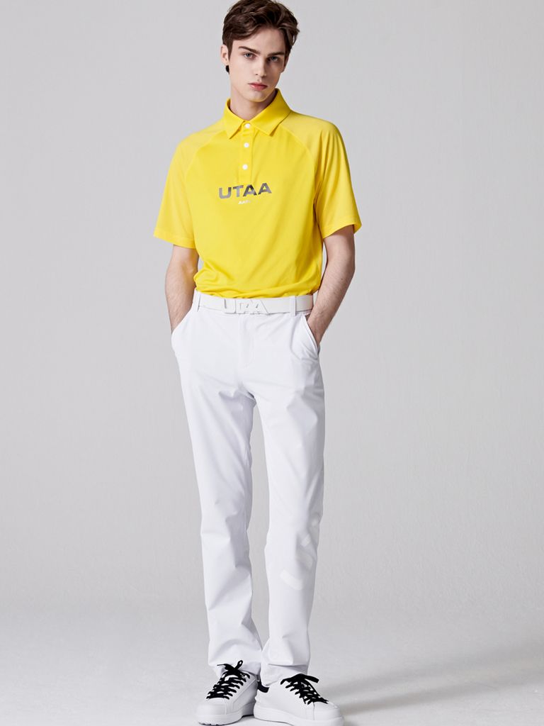 UTAA Reflected Logo Mesh Raglan Polo T-Shirts: Yellow