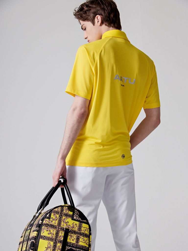 UTAA Reflected Logo Mesh Raglan Polo T-Shirts: Yellow