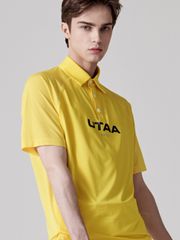 UTAA Reflected Logo Mesh Raglan Polo T-Shirts: Yellow