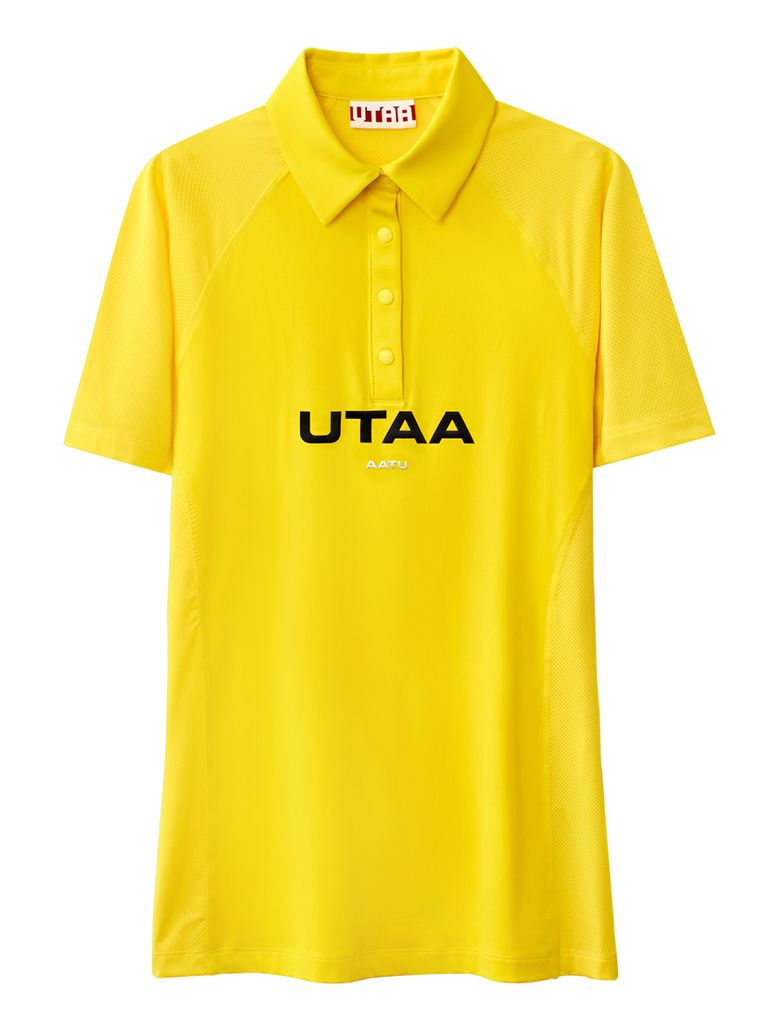 UTAA Reflected Logo Mesh Raglan Polo T-Shirts: Yellow