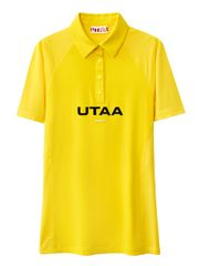 UTAA Reflected Logo Mesh Raglan Polo T-Shirts: Yellow