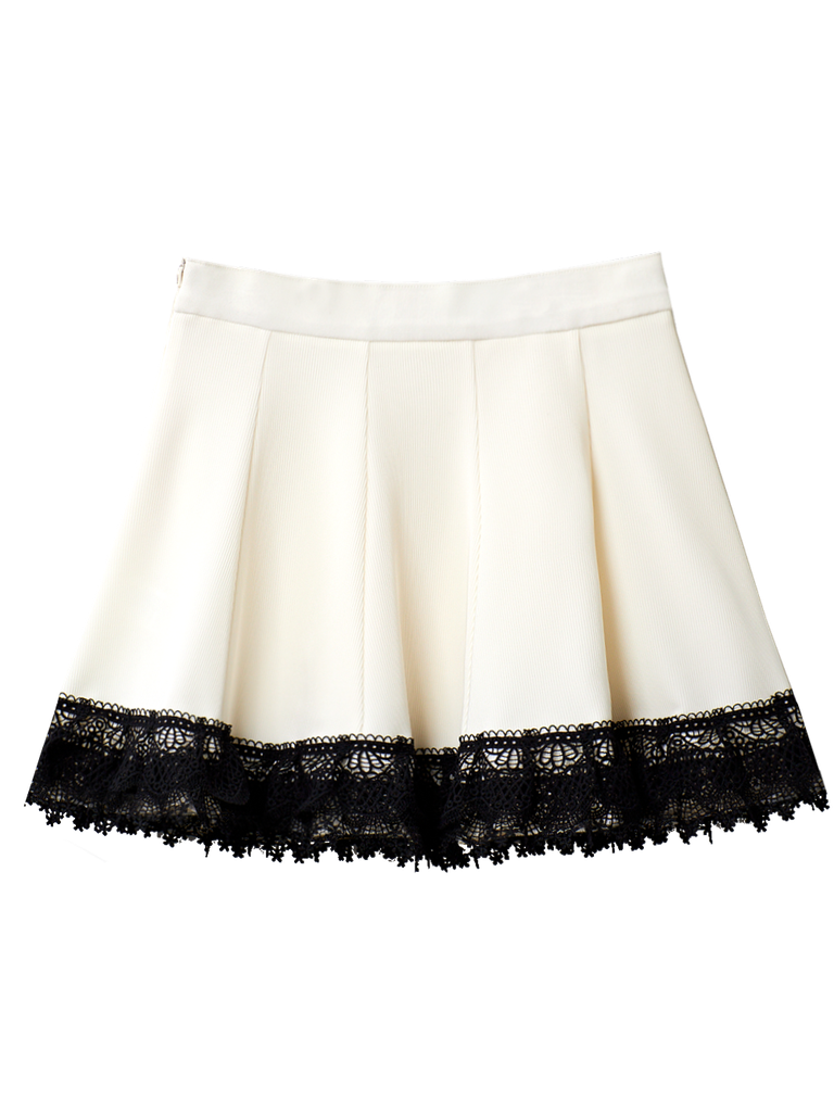 UTAA Notredame Ribbon Lace Flare Skirt : Black