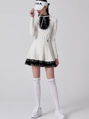 UTAA Notredame Ribbon Lace Flare Skirt : Black