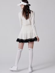 UTAA Notredame Ribbon Lace Flare Skirt : Black