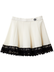 UTAA Notredame Ribbon Lace Flare Skirt : Black