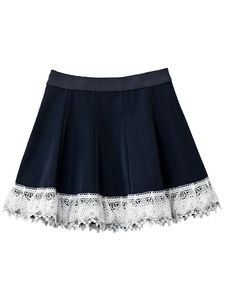 UTAA Notredame Ribbon Lace Flare Skirt : Navy