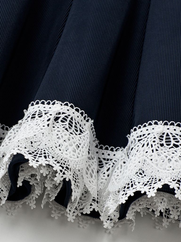 UTAA Notredame Ribbon Lace Flare Skirt : Navy