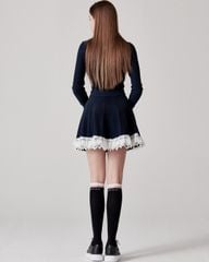 UTAA Notredame Ribbon Lace Flare Skirt : Navy