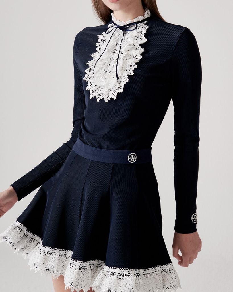 UTAA Notredame Ribbon Lace Flare Skirt : Navy