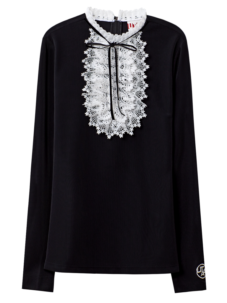 UTAA Notredame Ribbon Lace Flare Sleeve : Black