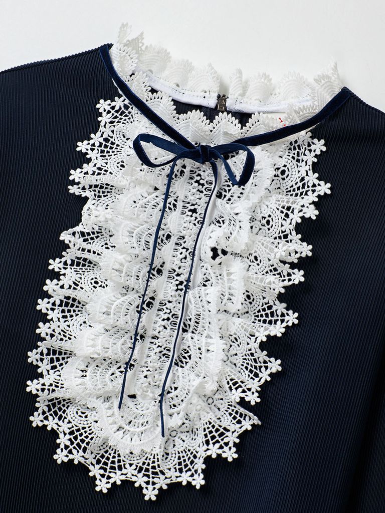 UTAA Notredame Ribbon Lace Flare Sleeve : Navy