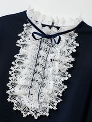 UTAA Notredame Ribbon Lace Flare Sleeve : Navy
