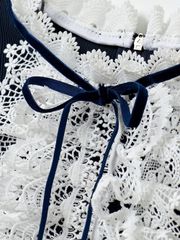 UTAA Notredame Ribbon Lace Flare Sleeve : Navy