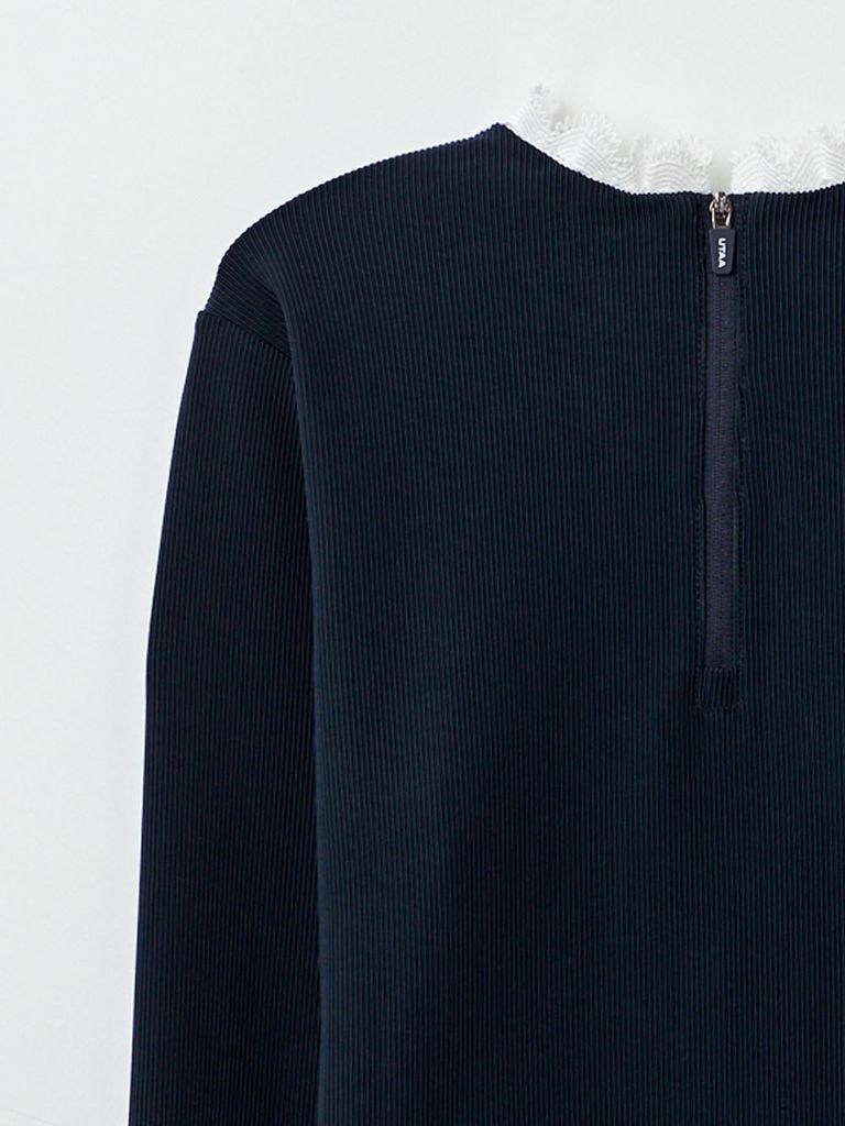 UTAA Notredame Ribbon Lace Flare Sleeve : Navy