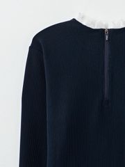 UTAA Notredame Ribbon Lace Flare Sleeve : Navy
