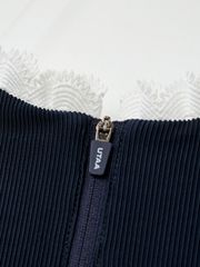 UTAA Notredame Ribbon Lace Flare Sleeve : Navy