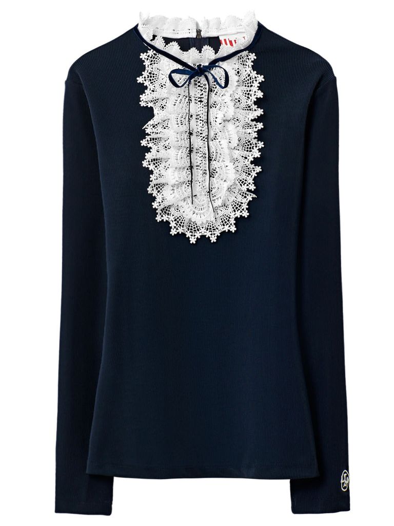 UTAA Notredame Ribbon Lace Flare Sleeve : Navy