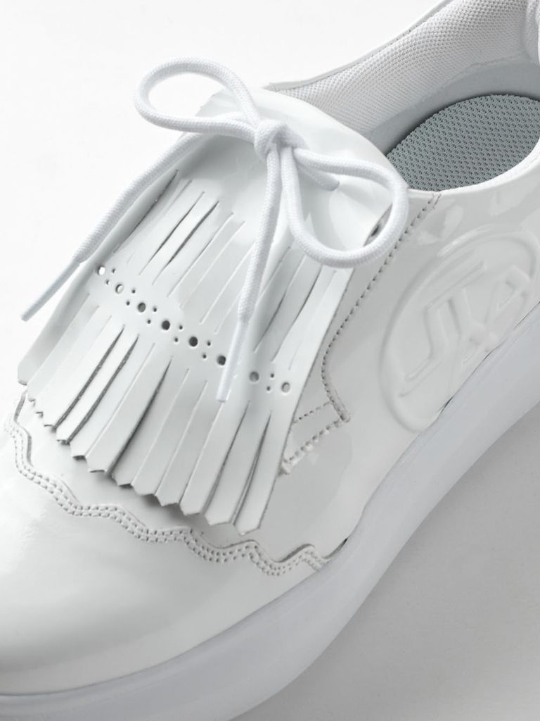 UTAA Enamel Derby Kiltie Golf Sneakers : Women's White-1
