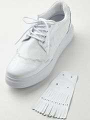 UTAA Enamel Derby Kiltie Golf Sneakers : Women's White-1