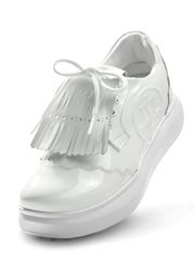 UTAA Enamel Derby Kiltie Golf Sneakers : Women's White
