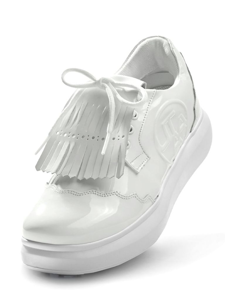 UTAA Enamel Derby Kiltie Golf Sneakers : Women's White-1