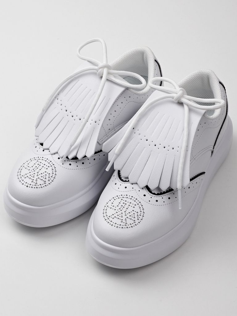 UTAA Punching Derby Kiltie Sneakers : Women's White