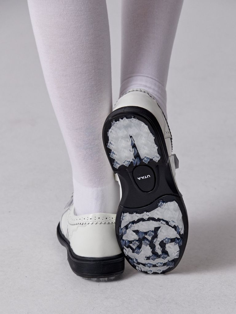 UTAA Enamel Derby Punching Golf Sneakers : Women's White