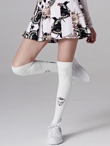 UTAA Panther Logo Over Knee Socks : White