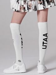 UTAA Panther Logo Over Knee Socks : White