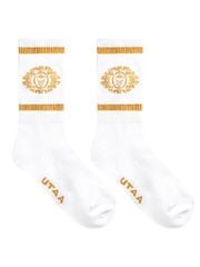 UTAA Crown Panther Glossy Socks : Women's White