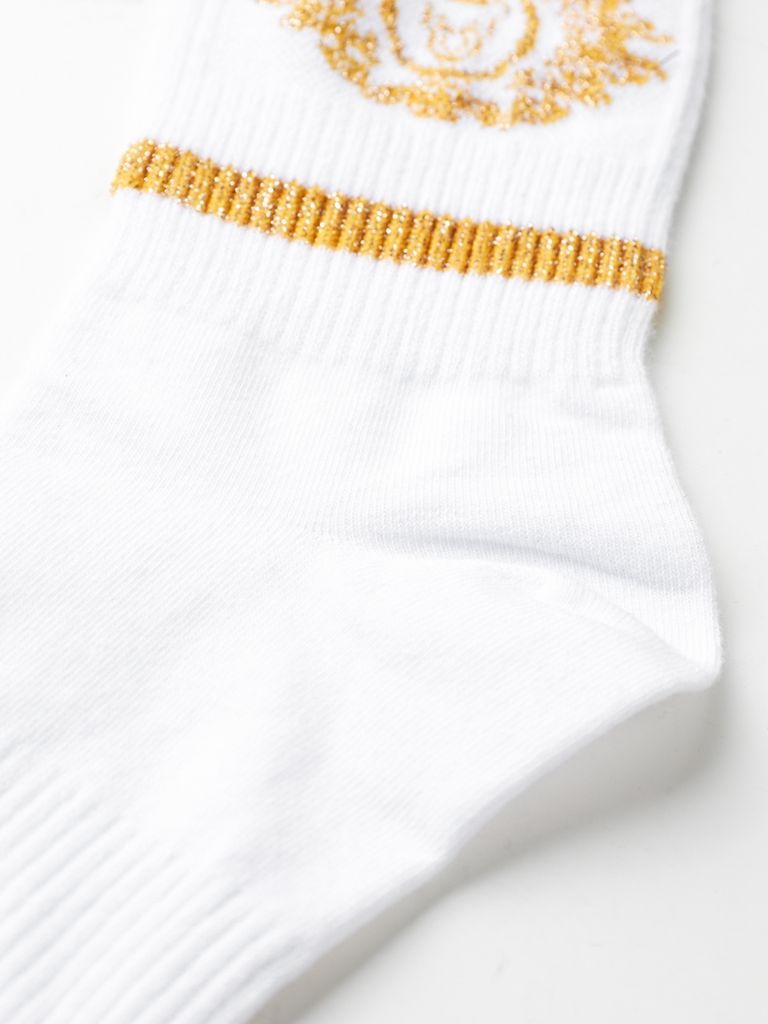UTAA Crown Panther Glossy Socks : Women's White