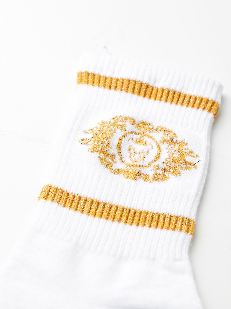 UTAA Crown Panther Glossy Socks : Women's White