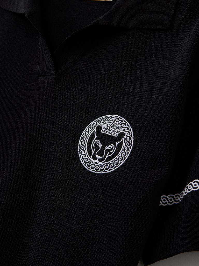 UTAA Ring Panther Open Knit Pk T-Shirt : Women's Black