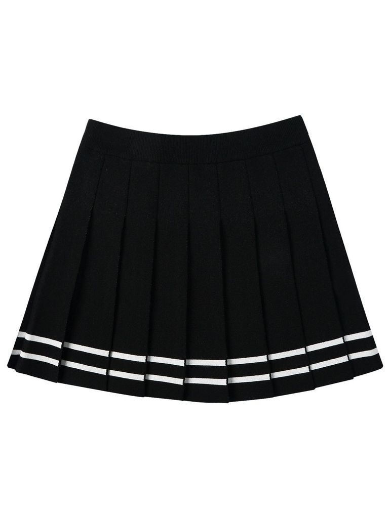 UTAA Classy Stripe Knit Flare Skirt : Women's Black