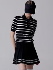 UTAA Classy Stripe Knit Flare Skirt : Women's Black