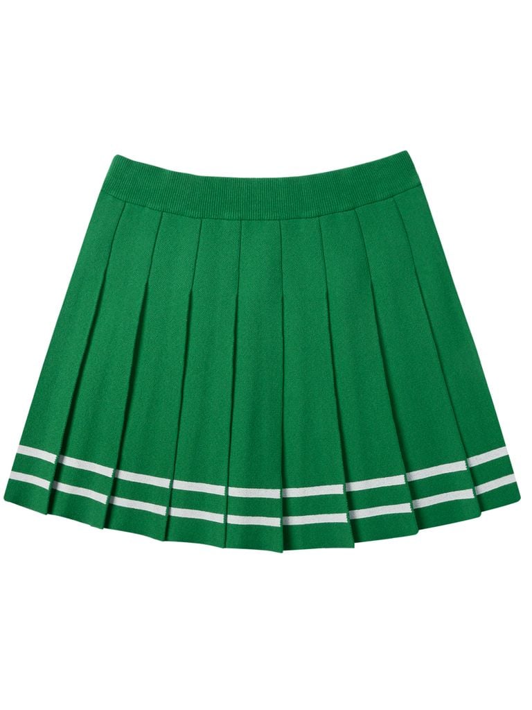 UTAA Classy Stripe Knit Flare Skirt : Women's Green