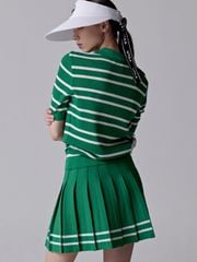 UTAA Classy Stripe Knit Flare Skirt : Women's Green