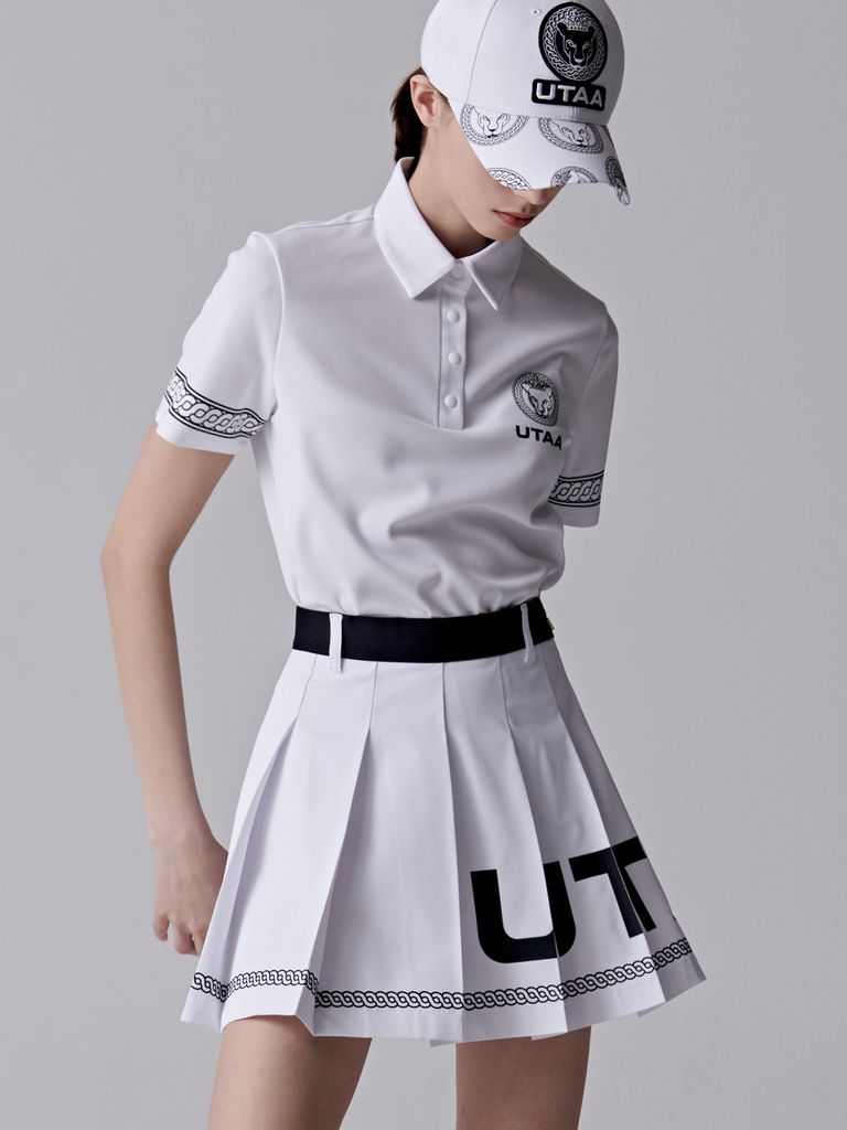 UTAA Logo Scudo Pattern Short Skirt : Women's White